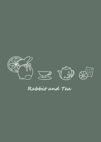Rabbit and Tea -dark green-