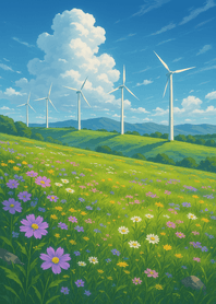 Meadow Breeze Under Blue Sky