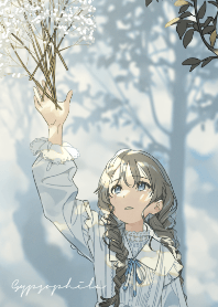 かすみ草と女の子