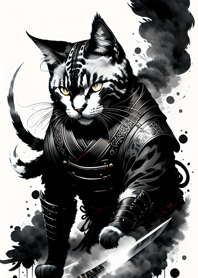 Ink wash cat samurai 6d8618