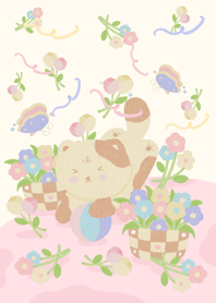 Little Cute Cat loves the flowers