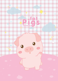 หมูอ้วน ลายสก๊อตน่ารัก สีชมพู