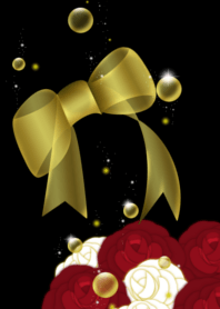 Gold ribbon & 薔薇
