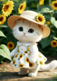 Cute Kitten and Flower V.7