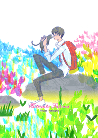 Cats and boys [flower garden]