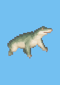 Crocodile Pixel Art Theme  Blue 05