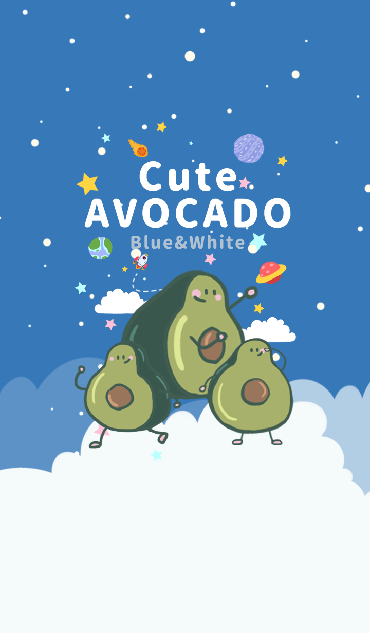 misty cat-avocado blue&white universe