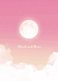 雲と満月 - ピンク & イエロー 01