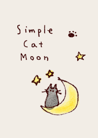 เรียบง่าย แมว ดวงจันทร์ ดาว สีเบจ