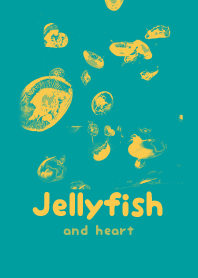 Jellyfish & heart Peacock Blue
