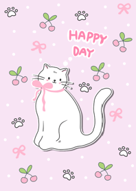 Cat happy day pink cute pastel