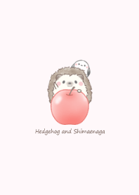 ハリネズミとシマエナガ -林檎- ピンク