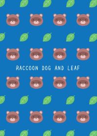 RACCOON DOG AND LEAFj-BLUE-WHITE