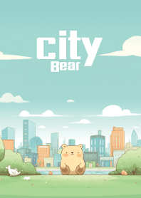 cute bear in big city