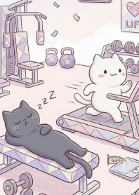 Mochi cats, off to exercise