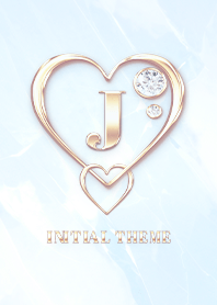 [ J ] Heart Charm & Initial  - Blue 1
