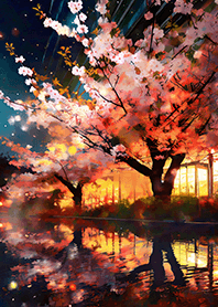 Beautiful night cherry blossoms#2629