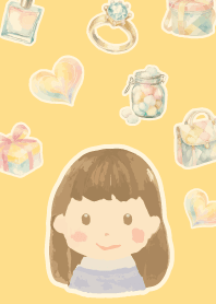 Girly girl on brown & yellow