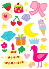 Flamingo and fruits theme