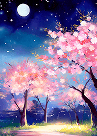 Beautiful night cherry blossoms#477