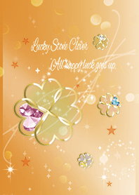 オレンジ/風水カラフルストーンクローバー