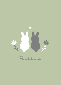 Rabbits & Flower/pistachio.