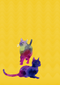 They are cats on yellow