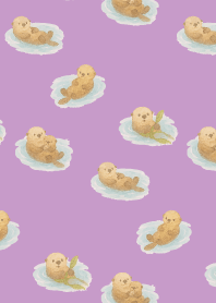 Cute sea otter2 on light purple