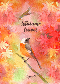 Autumn leaves and little birds