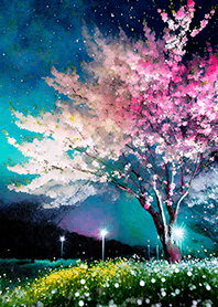 Beautiful night cherry blossoms#143