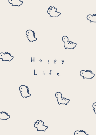 Small Dinosaur pattern(24)/beige navy