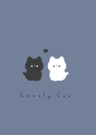 Lovely Cat (fluffy)/ gray blue WH.