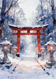 ทางเดินศาลเจ้าในหิมะ