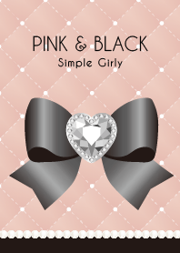 リボン ピンク ブラック キルティング