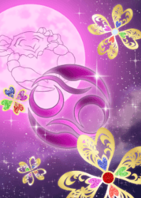 12星座 蟹座 四つ葉と月 紫