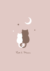 Cat & Moon 2 (snuggling)/ pink beige BR.