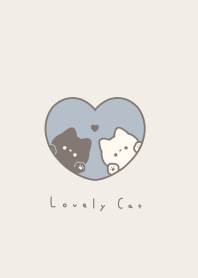 Pair Cats in Heart(line)/blue beige BR