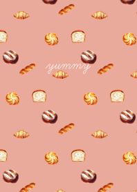 yummy breads on pink & blue