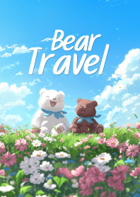 cute bear partner in garden