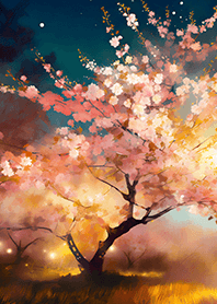 Beautiful night cherry blossoms#1207