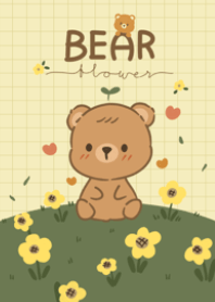 cute bear and flower