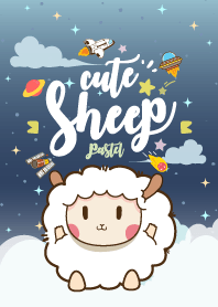 Cute Sheep Galaxy Navy Blue Pastel