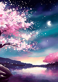 Beautiful night cherry blossoms#2041