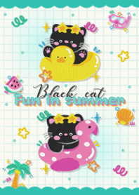 Black cat fun in summer