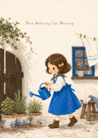Blue Watering Can Morning: Garden