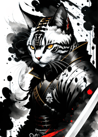 Ink wash cat samurai 678749