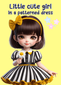 Little cute girl in a patterned dress.