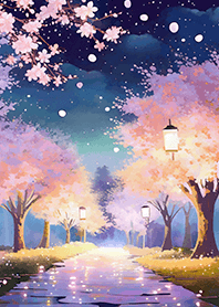 Beautiful night cherry blossoms#870