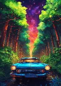 Oldtimer car in the forest