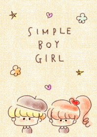 簡單的男孩女孩蠟筆米色